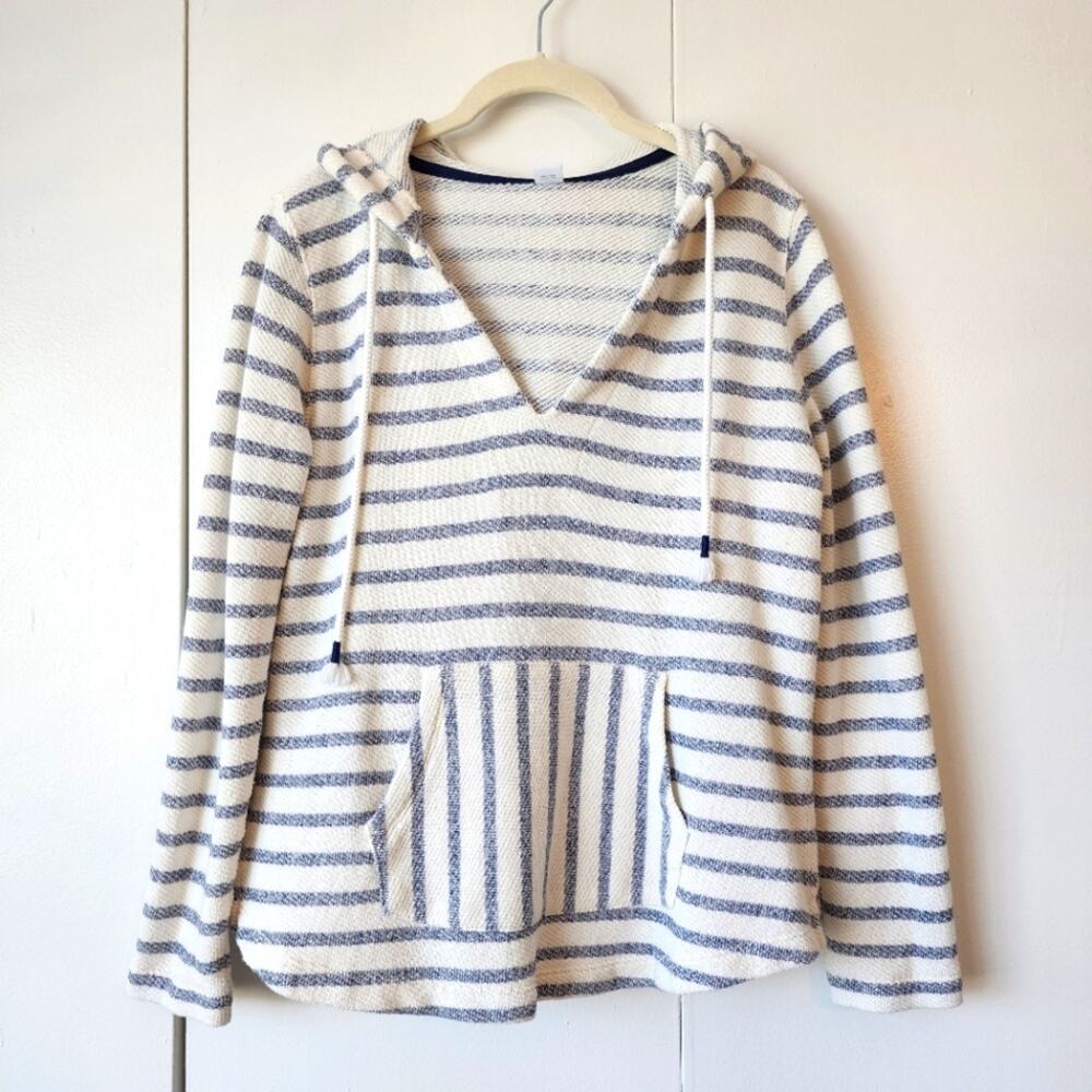 Old Navy Striped Hoodie Sweater Women’s Small Cream & Blue